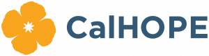 CalHOPE Logo, with a vectorized California Golden Poppy.