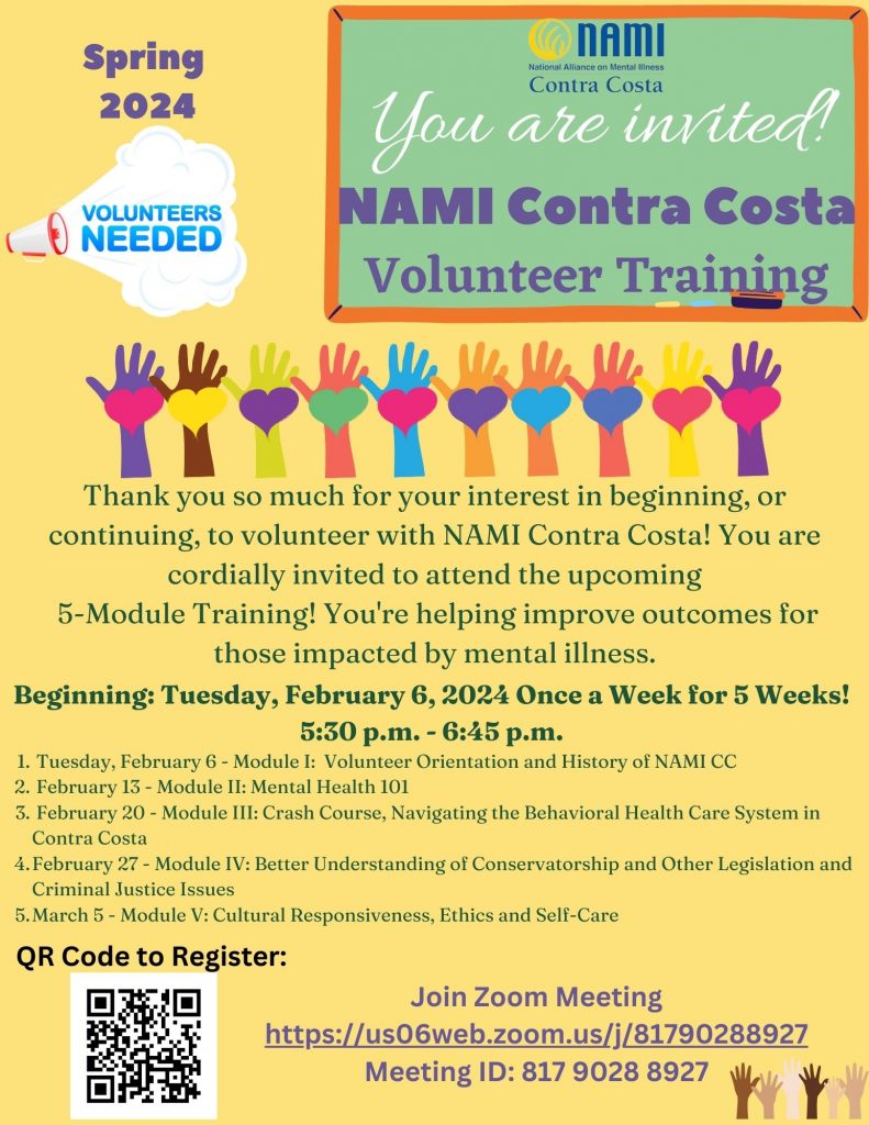 We Need You! Spring 2024 NAMI CC Volunteer Module Training
